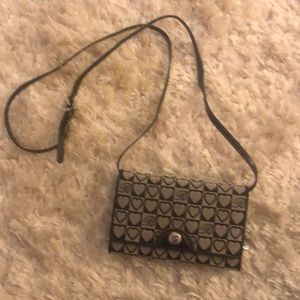 Brighton Black and Gray Large Wallet with Strap